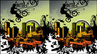 Trend of the elements with urban silhouette 01 - vector