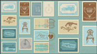 Cartoon illustration of stamps 05 - vector