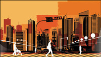 Fashion elements with urban silhouettes 03 - vector