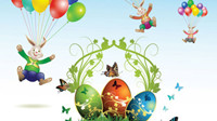 Butterflies and decorated eggs of Easter cards 03 - vector