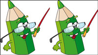Cartoon pencil 03-- vector material