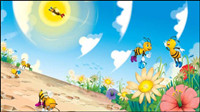 Cute cartoon bee - vector material