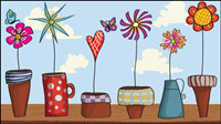 Lovely flowers vector material