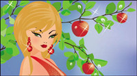 The cartoon Four Seasons beautiful 03 - vector material