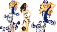 Female fashion illustrator 04 - vector