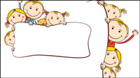 Cartoon the children painting - vector material