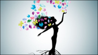 Stitching tree illustrator 01 - vector material