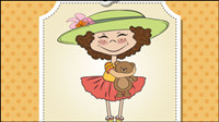 Cartoon girl card 03 - vector material