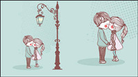 The cute couple Illustrator 01 - vector material