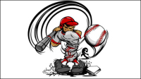Cartoon Baseball Character 04 - vector material