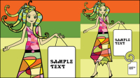 Cartoon beauty image 02 - vector material