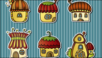 Cartoon mushroom house 01 - vector material