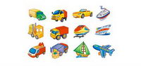 Lovely style transport icon vector material