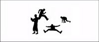 A variety of action figures silhouette vector material