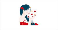 Rose petal girls vector material