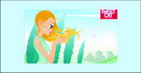 Girls holding flowers vector