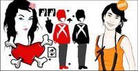 Game handle, milk boxes, marker pens, paint brushes, glasses vector