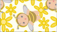Continuous background of the flowers bees vector