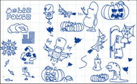 House, leaves,, skating, Halloween, pumpkins, spiders, witches, candles