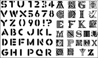 English letters, numbers vector material