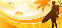 Vector seaside windsurfing pictorial material