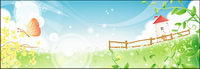 Summer scenery vector material vines