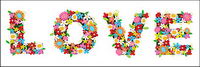 Colourful flowers composed of love vector material