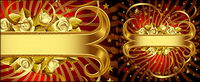 White Rose and gold banner vector material