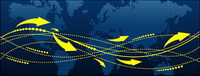 Map background and dynamic elements of the arrow lines