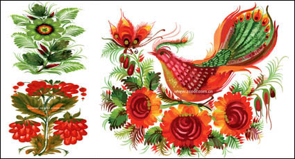 Hand-painted style floral decoration vector material