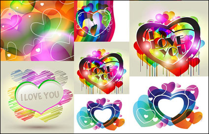 Combination of fashion heart-shaped vector material  -2