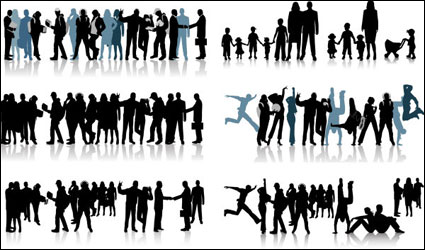 Black and white silhouette of the crowd