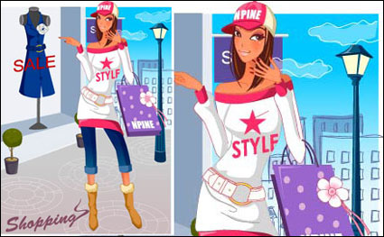 women shopping fashion material