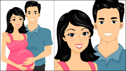 Cartoon expectant mothers 01 - vector material