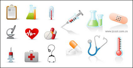 Containers, thermometers, microscopes vector material
