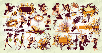 Fashion trend of women and material element vector