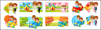Bride and groom cartoon image
